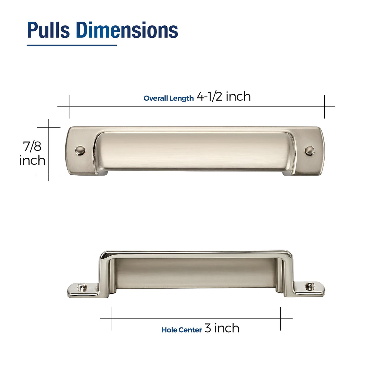 Brushed Nickel Cabinet Pulls Cabinet Handles (Brushed Nickel / 3 inch Hole Center)