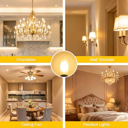 Dimmable LED Candelabra Bulb 40 Watt E12 Frosted Glass Light Bulb (Frosted-4w-10 Pack)