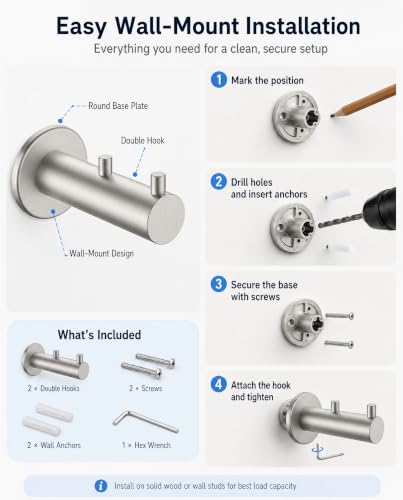 Double Heavy Duty wall Hooks