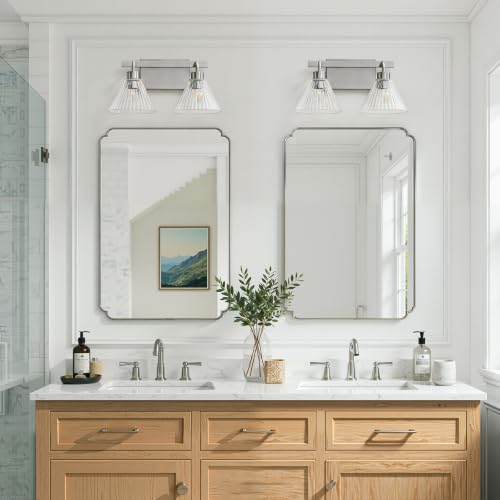 Modern Bathroom Light Fixture Over Mirror with Clear Glass Shade Vanity Light Fixture for Bath Bedroom Makeup Area