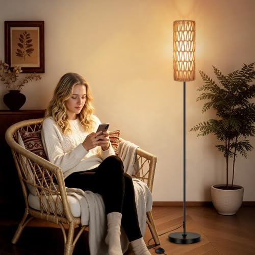 Boho Floor Lamp for Living Room with Smart RGB Bulb