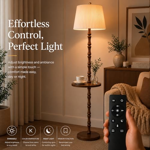 Real Wood Floor Lamp with Built