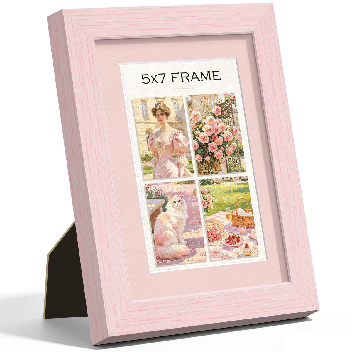 5x7 Blush Pink Wooden Picture Frame (Pink Frame Pink Mat / 5x7)
