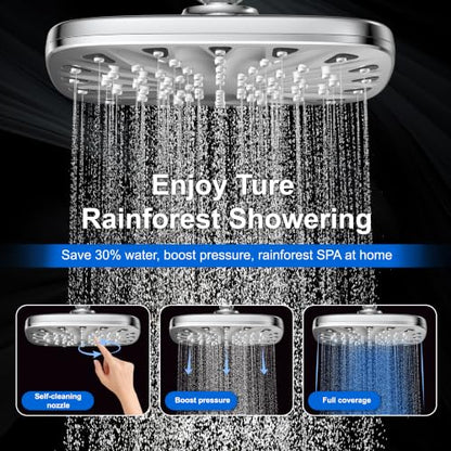Dual Rainfall Shower Head With Handheld Showerhead