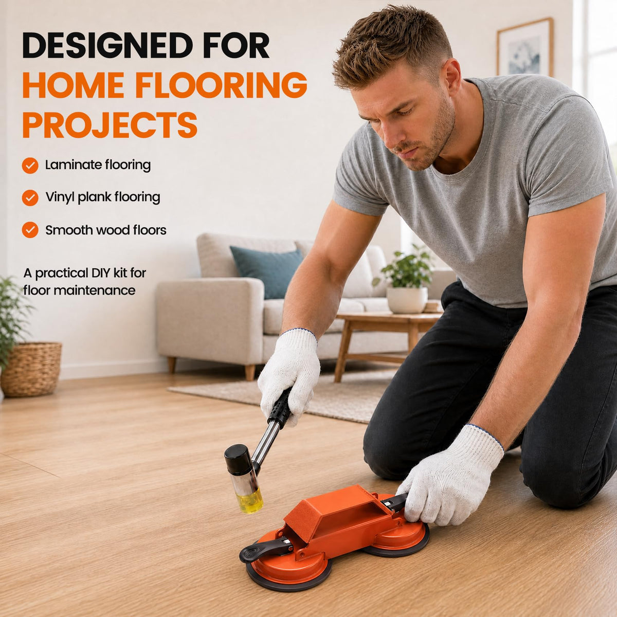 Floor Gap Fixer Tool Double Suction Cup Laminate Flooring Complete Kit