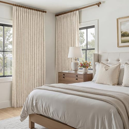 Pinch Pleated 90 Inch Natural Linen Blackout Curtains 2 Panels Set for Living (Natural / 50"W x 90"L (Pack of 2))