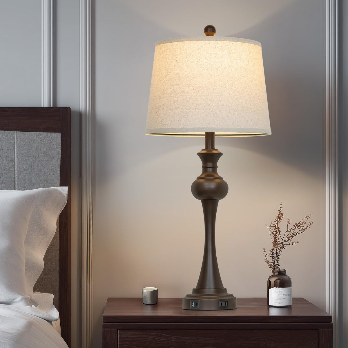 Brown Table Lamps Set of 2 (Brown-Set of 2)
