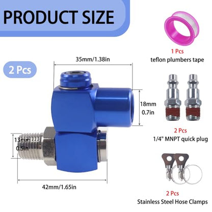 2‑Pcs 1 4" NPT 360° Swivel Quick Connect Air Hose Fittings