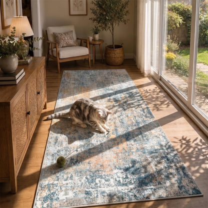 Washable Area Rug 3x6 (Abstract-blue Orange / 3' x 6' (Rectangular))