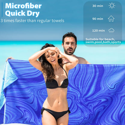 Microfiber Beach Towel Extra Large 71x32 Blue Shell 2 Pack (Blue Shell / 71 x 32 Inches)