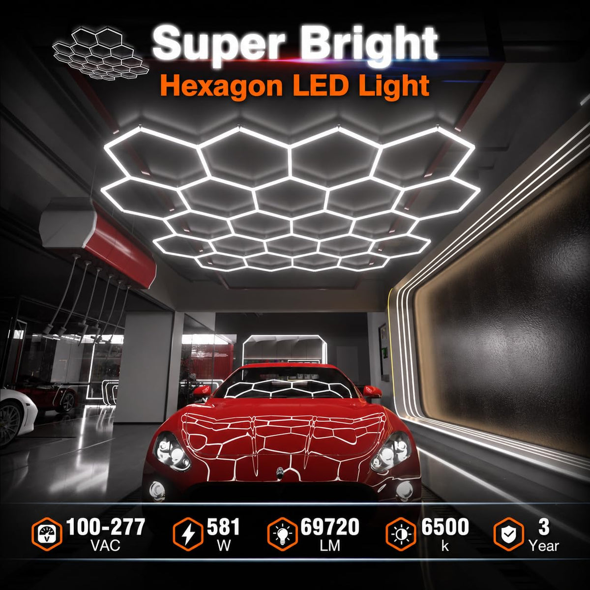 Dimmable Hexagon Garage Lights (22 HEX+NoBorder)