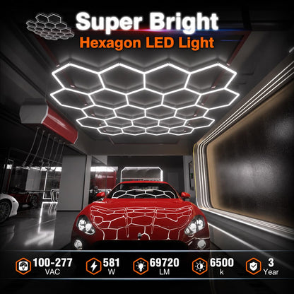 Dimmable Hexagon Garage Lights (22 HEX+NoBorder)