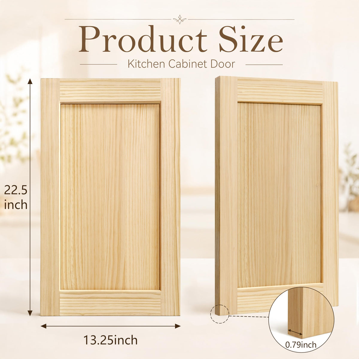 2 Pack Unfinished Pine Shaker Cabinet Doors 13.25" W x 22.5" H (13.25'' Wx22.5'' H)