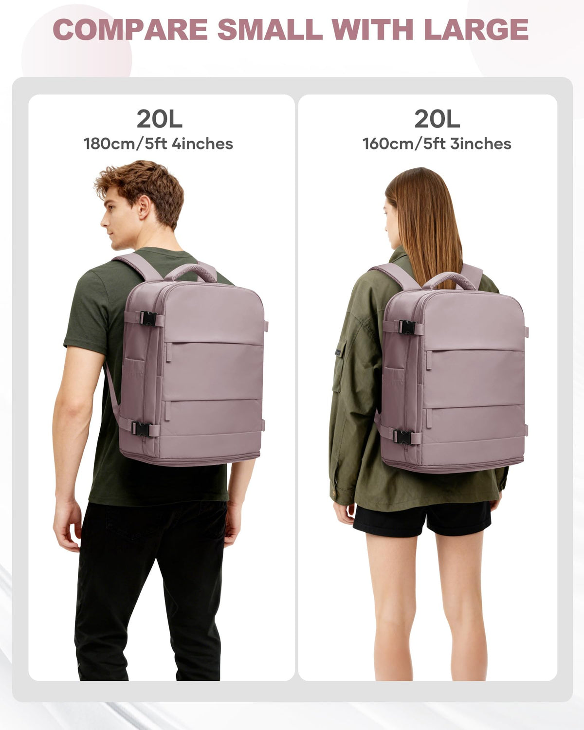 Travel Backpack Carry On for Women Man Gym Backpacks with Laptop Compartment Mochila de Viaje Teacher Personal Item Backpack Rucksack Airplane Accessories Must Haves Pink Purple Small (Pink Purple / 20 liters)
