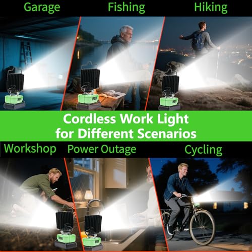 Cordless LED Work Light 48W 4200LM Flood Light with USB & Type