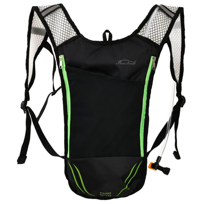 2 Pack Hydration Pack with 2L Backpack Water Bladder (Black with Green Zipper (1 Pack))