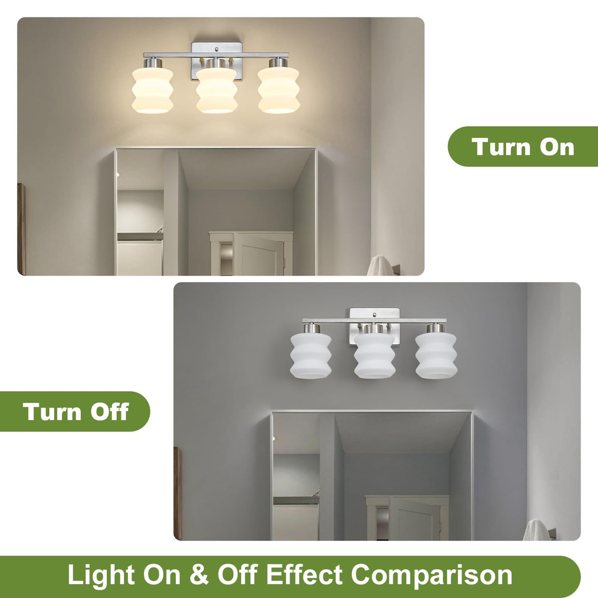Bathroom Lighting Fixtures Over Mirror (Brushed Nickel / 3-Light)