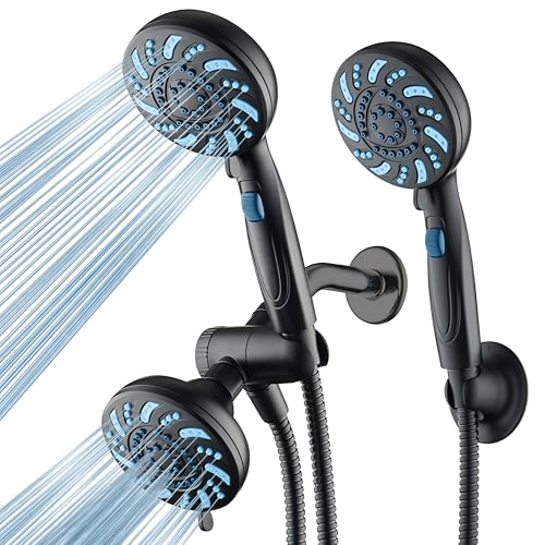 Seen-On-TV High Pressure 8-mode Handheld Shower Head - 2-mode Power Wash to Clean Tub, Tile & Pets, Stay-Clean Nozzles, Extra Long 6 ft. Stainless Steel Hose, Wall & Overhead Brackets, Modern
