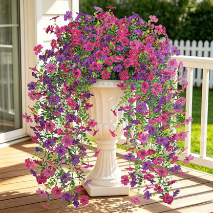 Artificial Hanging Flowers for Outdoors (Purplish)