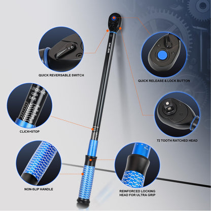 UPGRADE 1 2" Drive Click Torque Wrench (1/2inch 20-260Ft.lb)