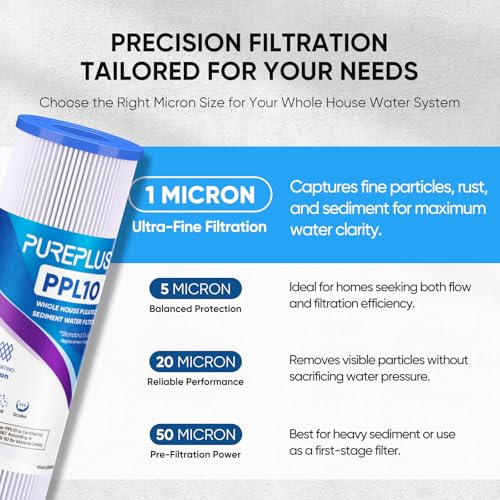10"x2.5" Whole House Pleated Sediment Filter for Well Water