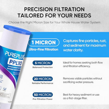 10"x2.5" Whole House Pleated Sediment Filter for Well Water