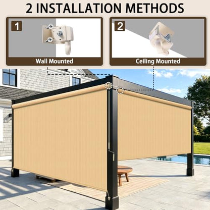 Outdoor Roller Shades for Patio (Sesame / 60"W x 72"H)