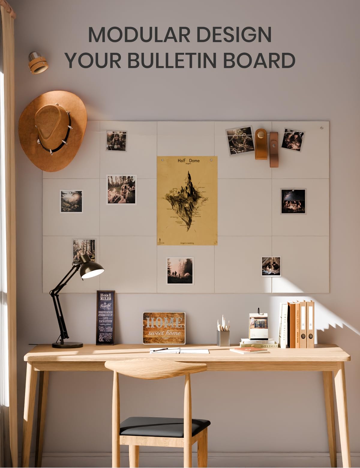 Felt Bulletin Board & Cork Board Alternative 36'' x 24'' (Milky White / Solid tile 6-pack)