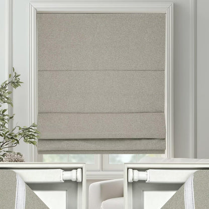 No Drill Roman Shades Cordless Blinds Blackout for Indoor Windows (Beige / 22"W x 50"H)