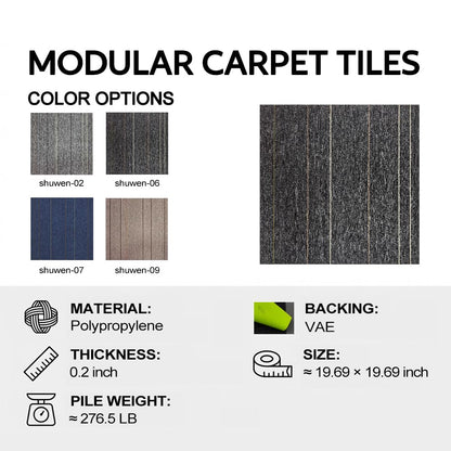 32 Pieces of Carpet 20x20 inch Square Carpet Tiles (dark gray stripe-06)