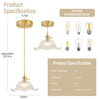 Vintage Pendant Lights Kitchen Island 2 Pack (Transparent 2PK)