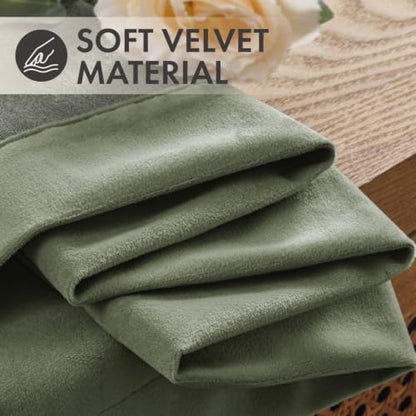 Sage Green Velvet Curtains 4 Panel Set Back Tab 40 x 96 Inch Long (Sage Green / 40"W x 96"L (Pack of 4))