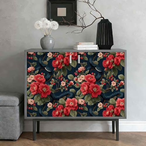 Dark Snake Floral Wallpaper