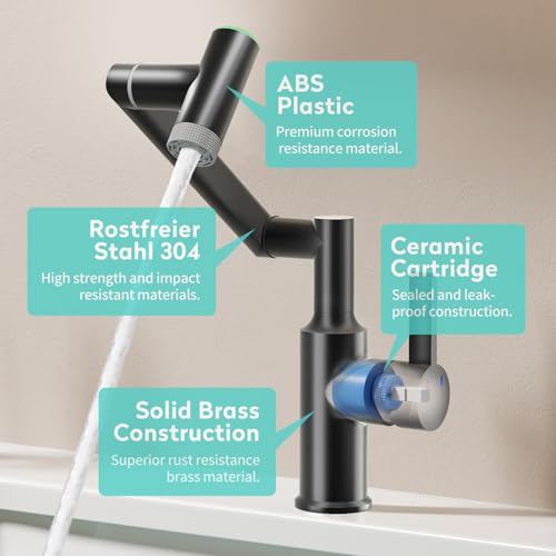 1080° Rotatable 1 Hole Bathroom Faucet with Temperature Display