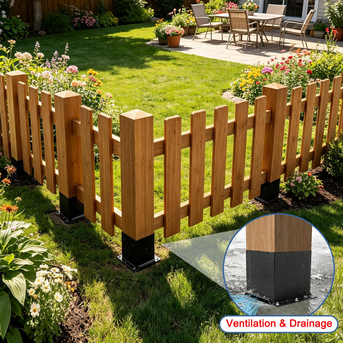 2 Pcs 6"x 6" Post Base Fit (Black / 6"x 6")