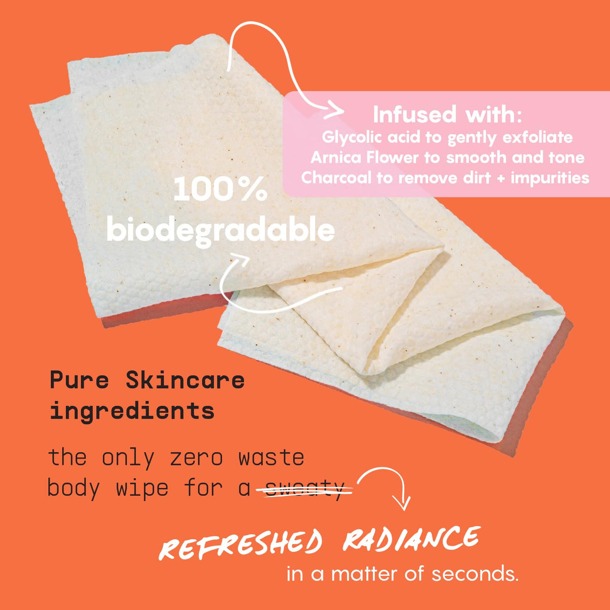 Refresh Body Wipes for Women with Glycolic Acid (10 Count (Pack of 1))