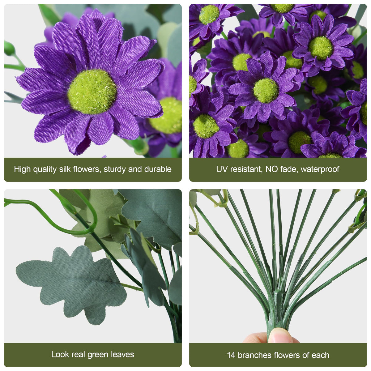 Artificial Mums for Outdoors Fall Decor (Purple / 10.6 inch)