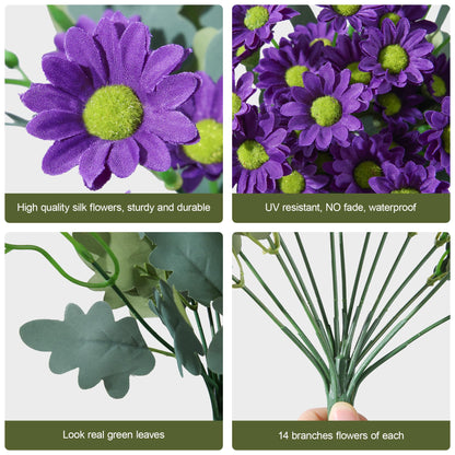 Artificial Mums for Outdoors Fall Decor (Purple / 10.6 inch)