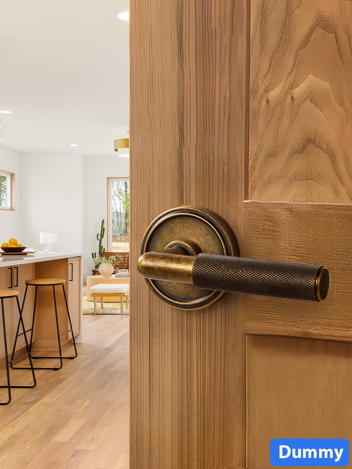 Knurled Door Lever Antique Brass Retro Double Dummy Door Lever (Antique Brass Retro)