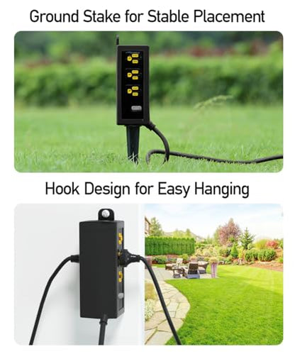 Outdoor Power Strip Weatherproof (Black / 15FT)
