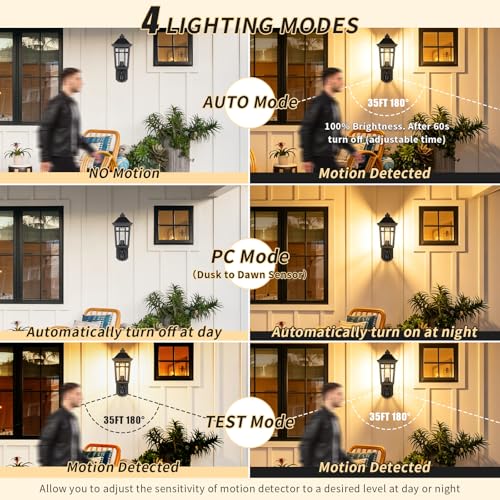 16" Motion Sensor cOutdoor Wall Light Fixtures (11-BK-MA)