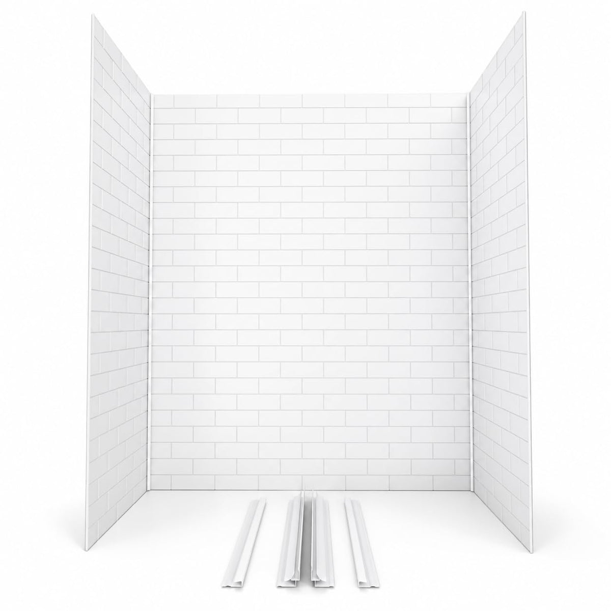 3 Piece SMC Shower Wall Panels (Glossy White / 60"W × 36"D × 96"H)
