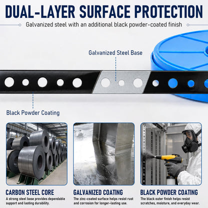 Black Coated Galvanized Metal Strapping with Holes (Black)