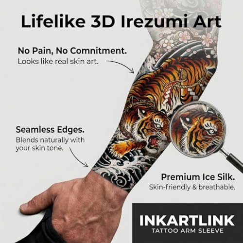 2 Pcs Tiger Tattoo Arm Sleeves (Tiger)