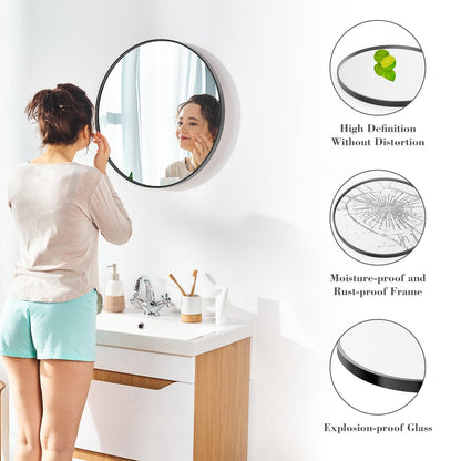 24 Inch Round Wall Mirror (Metal-black / 24"L x 24"W / Round)