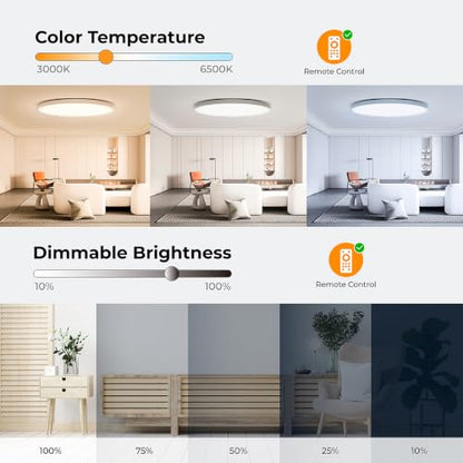 RGB LED Flush Mount Ceiling Light with Remote