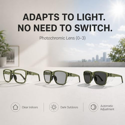 VETRA X Z87+ Photochromic Safety Glasses UV400 Side Shield