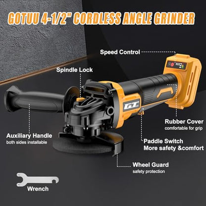 Cordless Angle Grinder with Paddle Switch for DEWALT 20V MAX Battery