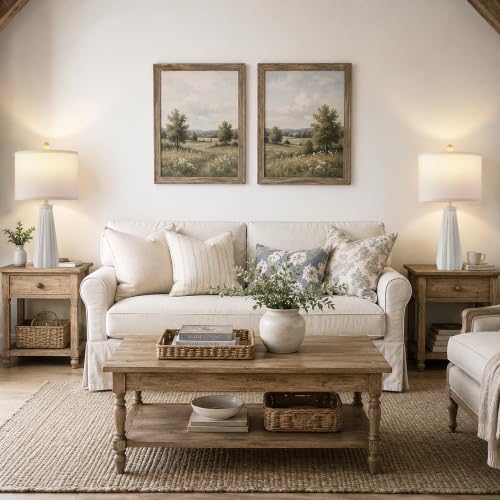 Rustic Bedside Table Lamps Set of 2