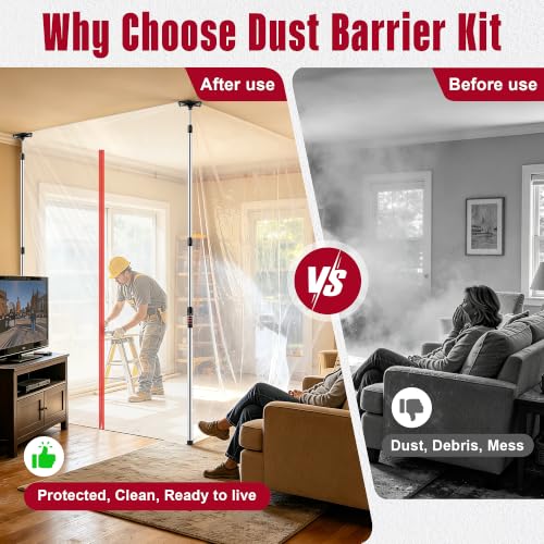 Dust Barrier Poles System with Zipper Door for Construction